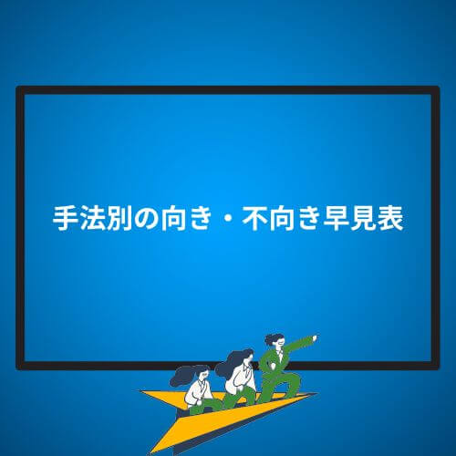 手法別の向き・不向き早見表